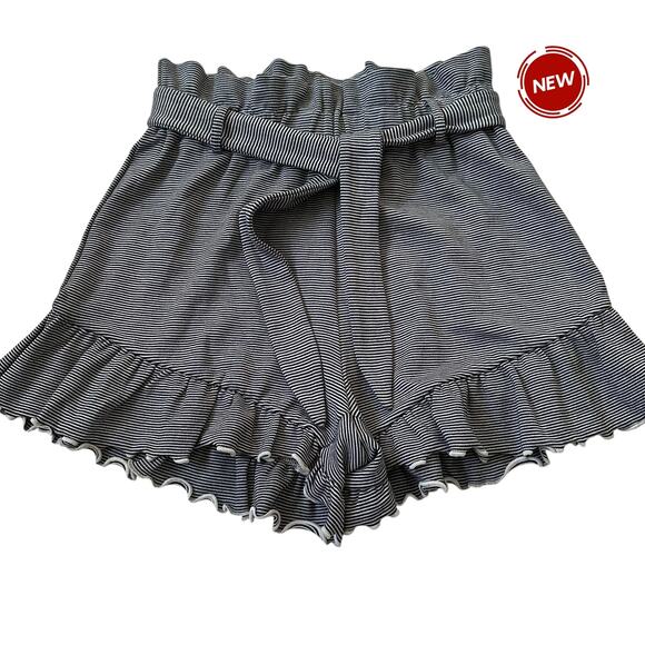 Express Black/White Striped Paperbag Shorts Women's Size XS NWT | 70-22-2 - Picture 1 of 6